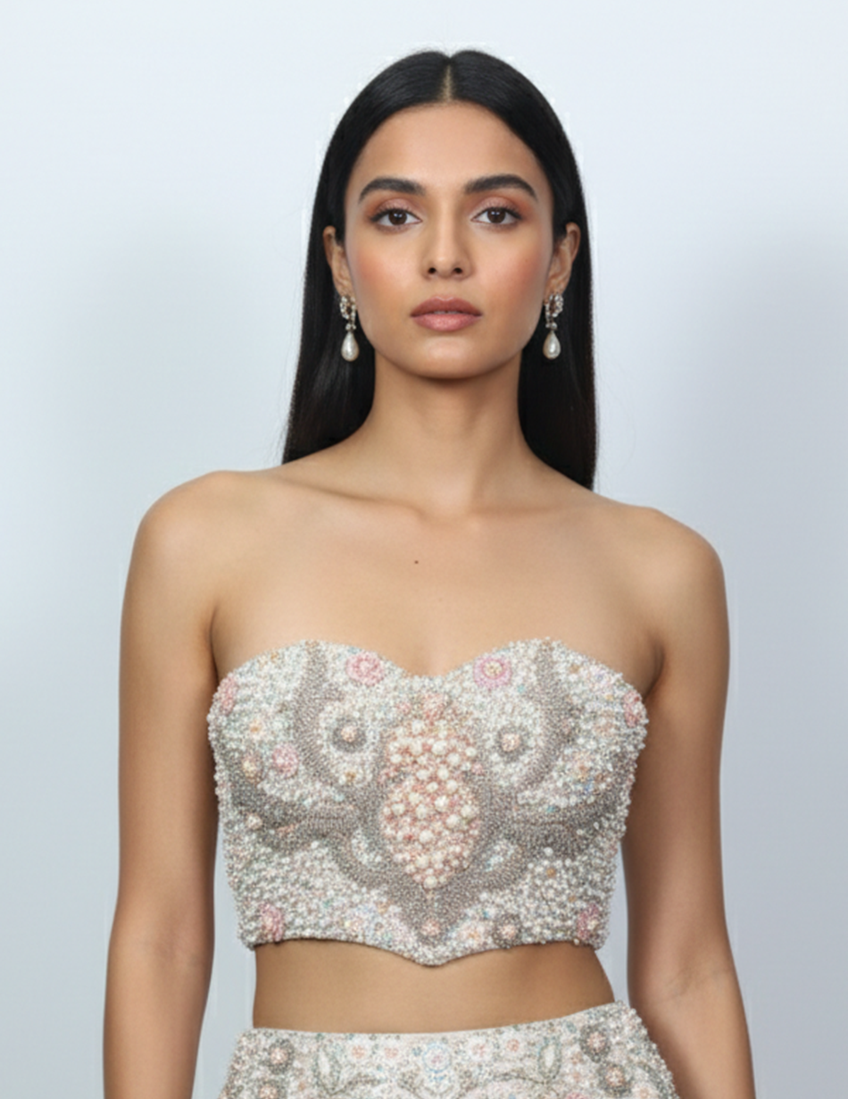Elerra Pearl Embellished Sweetheart Corset