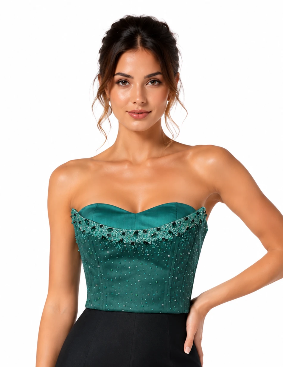 Elerra Emerald Éclat Suede Leather Embellished Corset