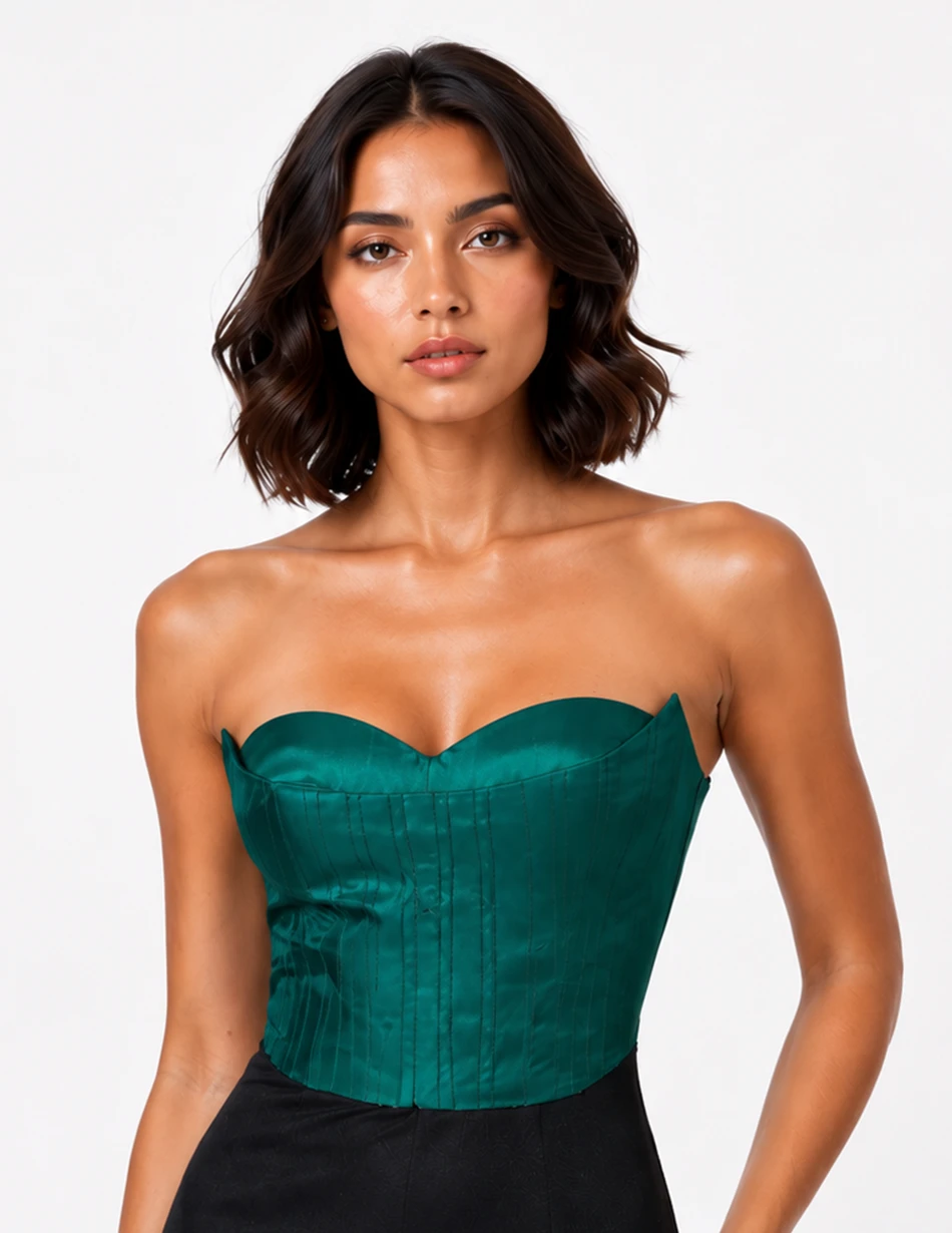 Elerra Work Mode Emerald Sculpted Couture Corset Top