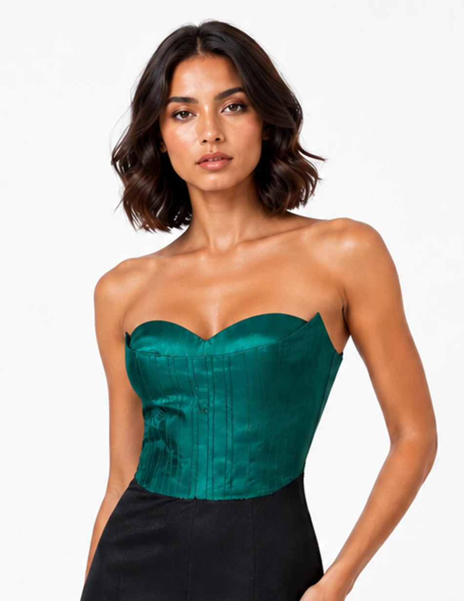 Elerra Work Mode Emerald Sculpted Couture Corset Top