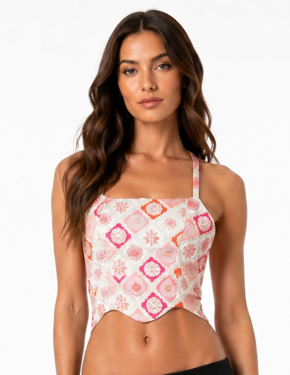 Elerra Culture Chic Jacquard Couture Halter Top
