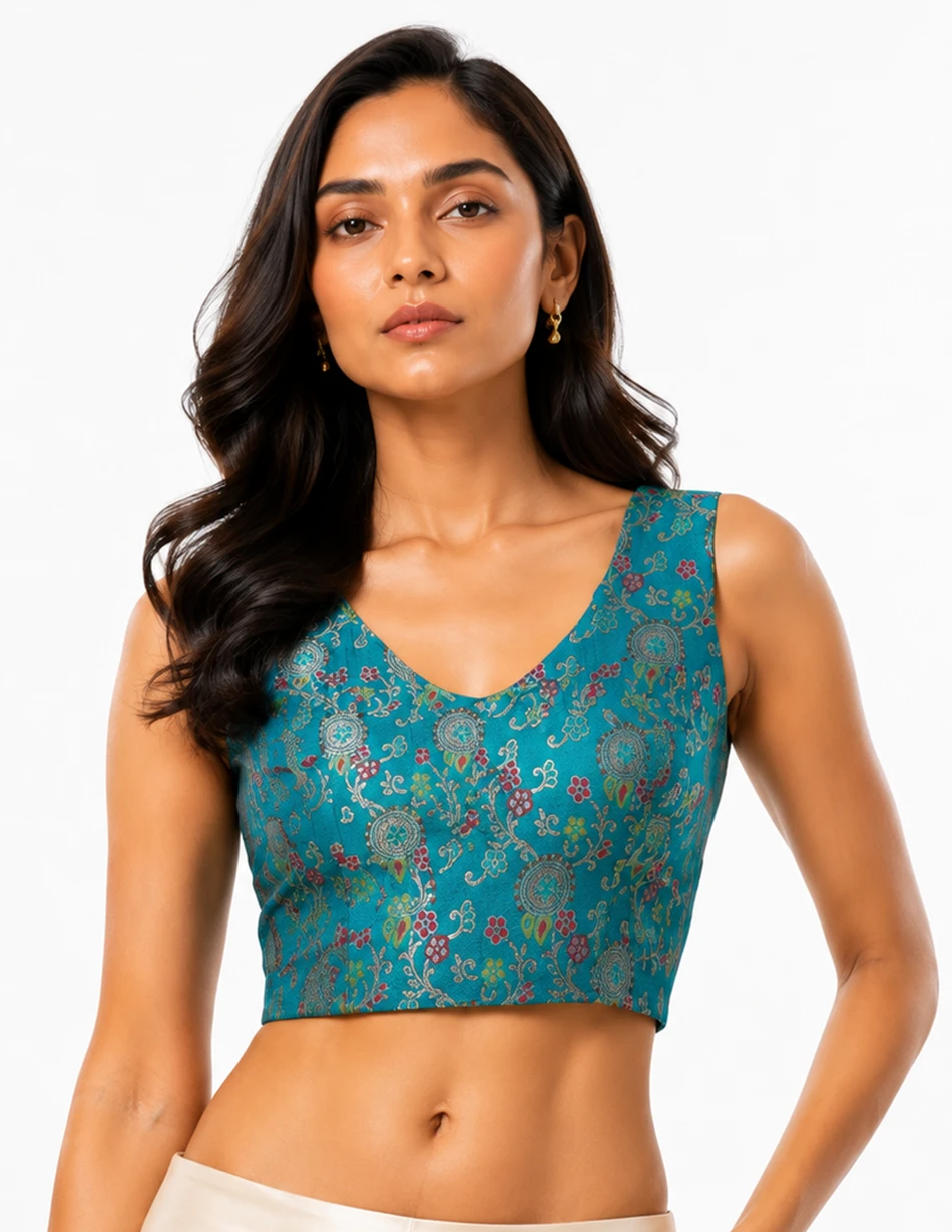 Elerra Culture Chic Chanderi Jacquard Couture Blouse