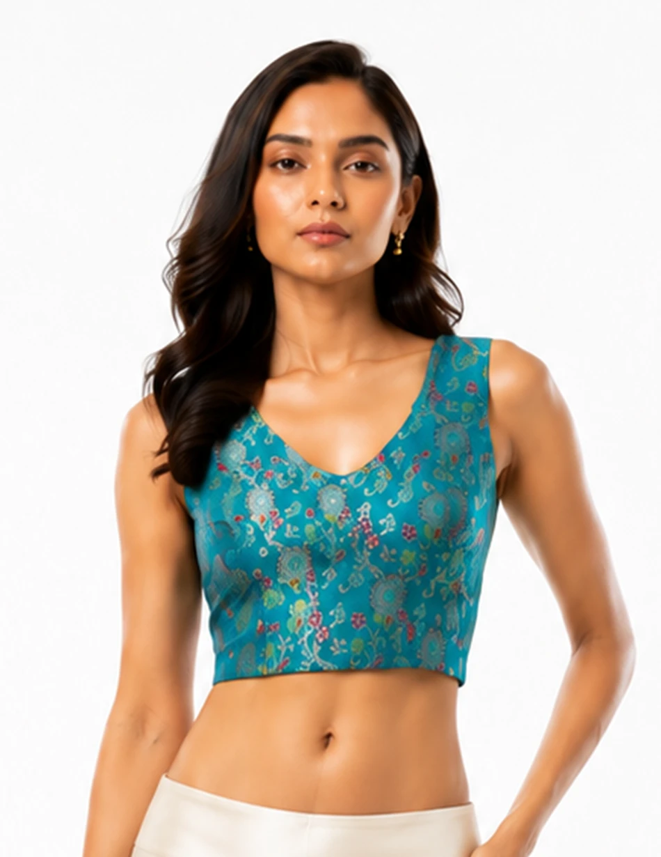 Elerra Culture Chic Chanderi Jacquard Couture Blouse
