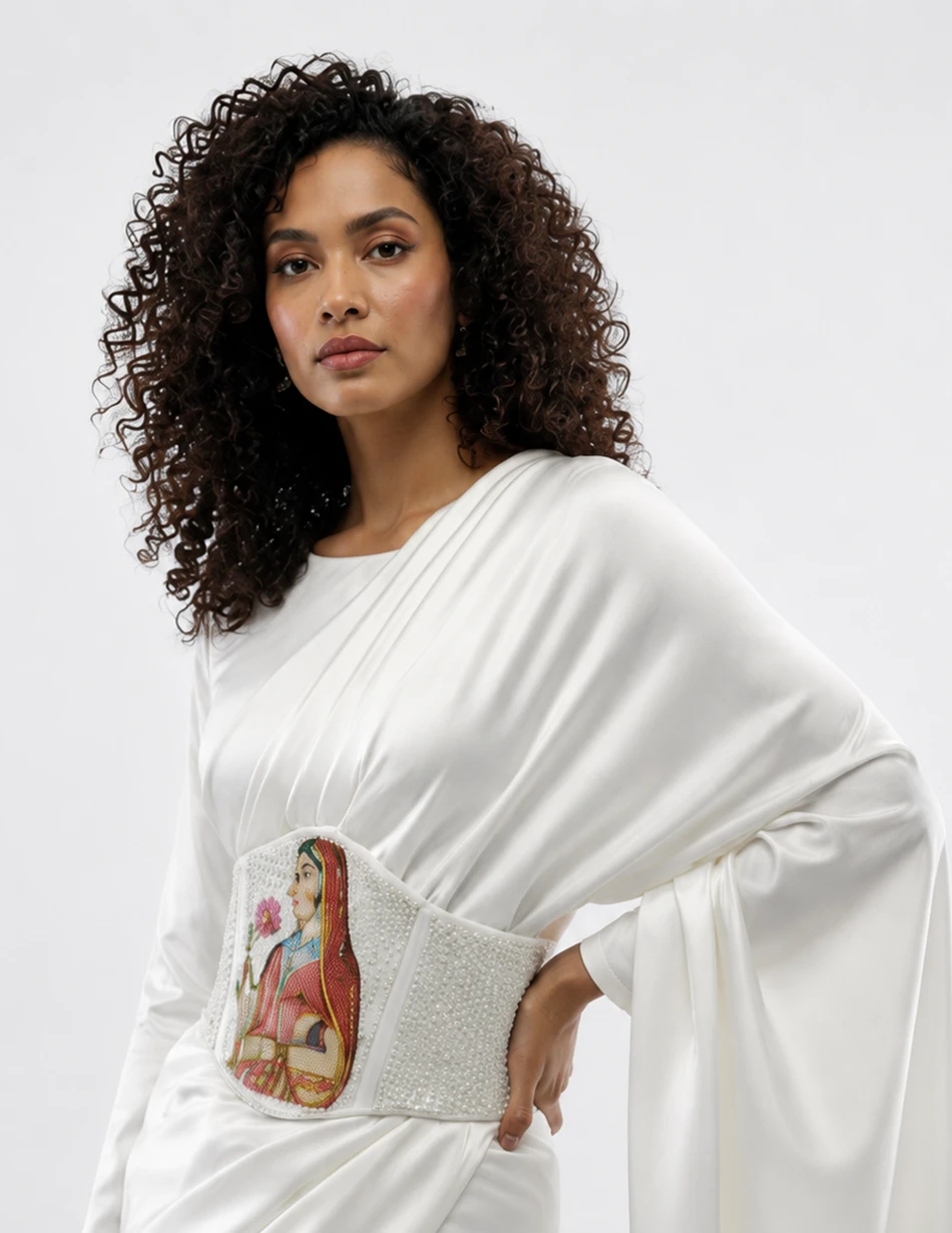 Elerra Eternal Essence Modal Satin Corset Top with Miniature Painting