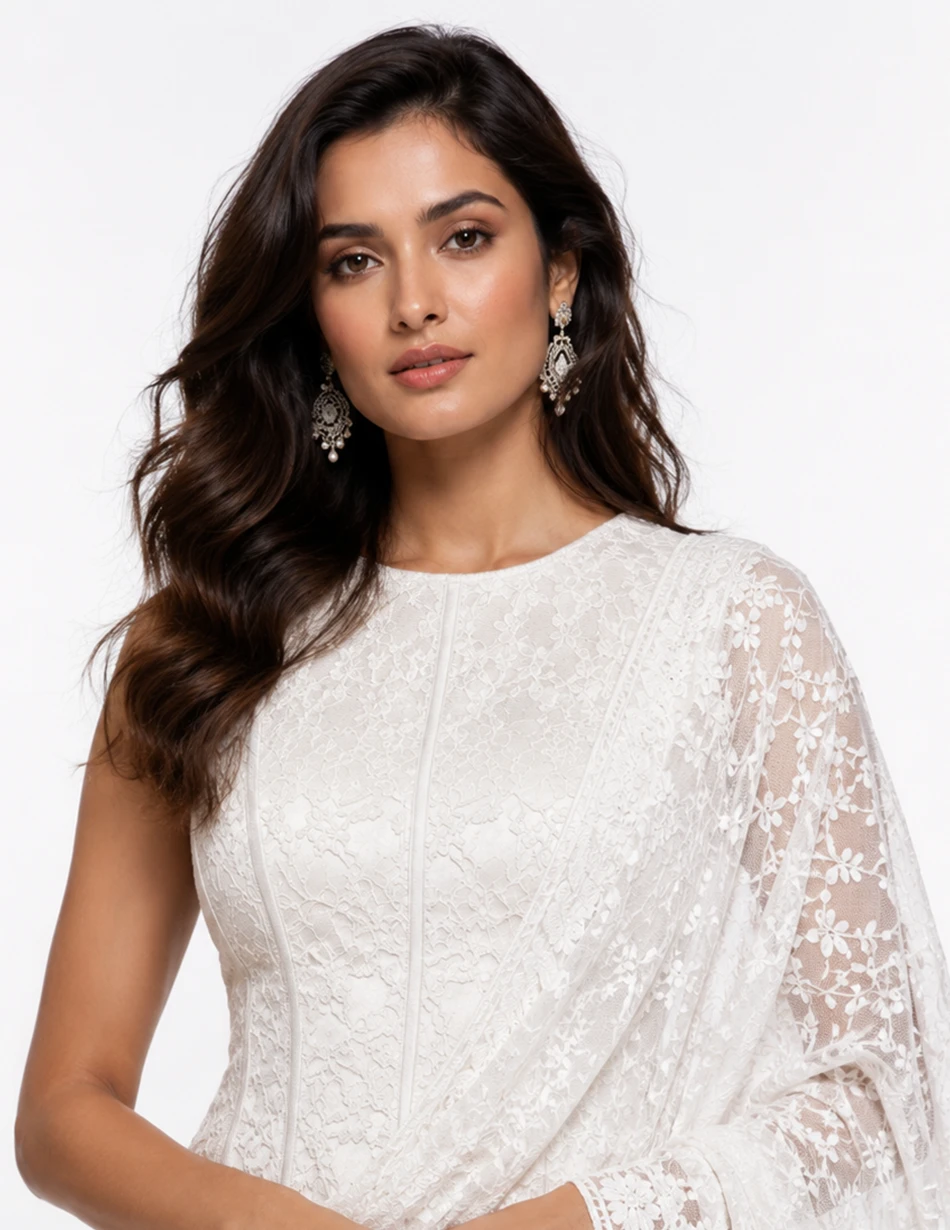 Elerra Red Carpet Ivory Lace Sculpted Couture Corset Top