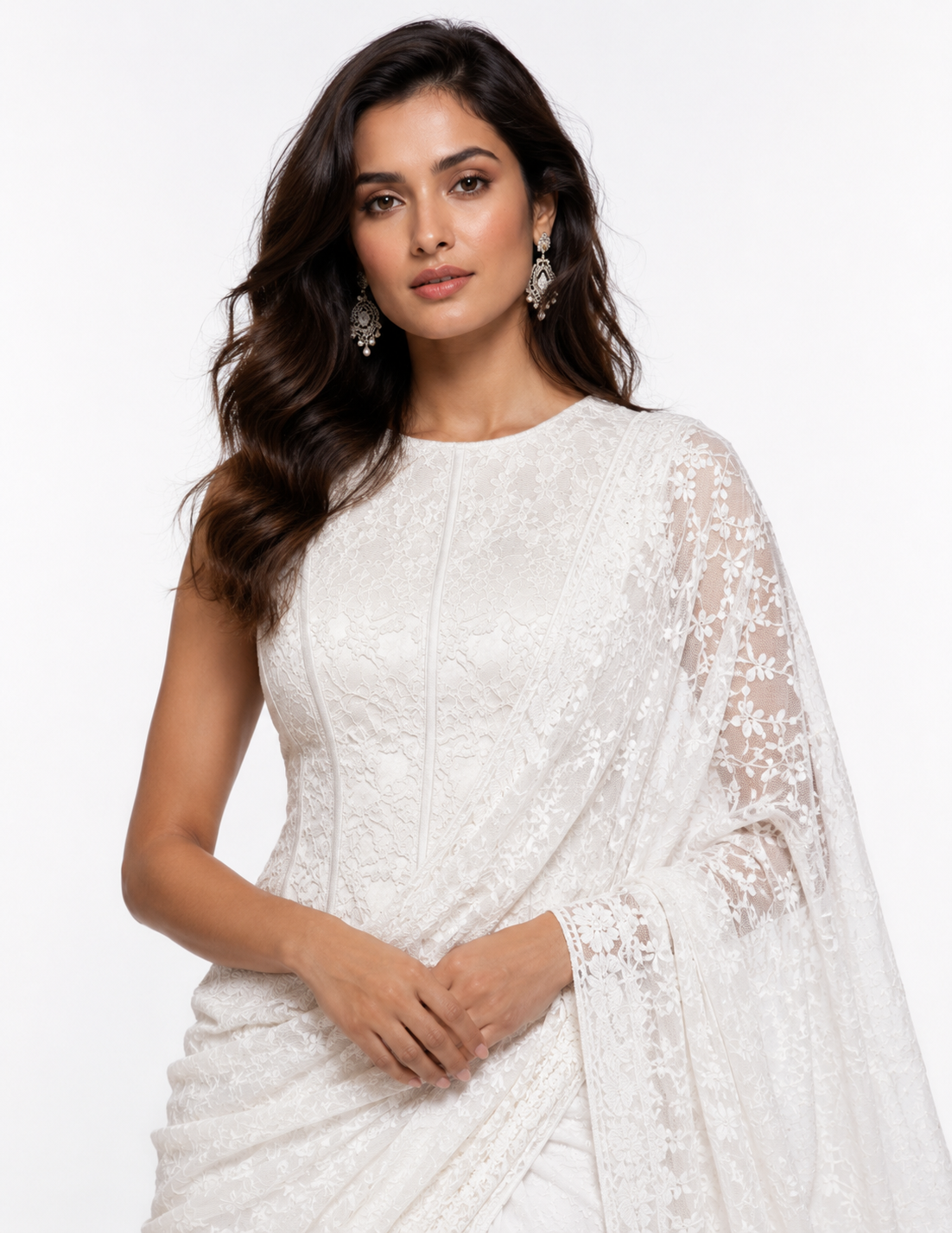 Elerra Red Carpet Ivory Lace Sculpted Couture Corset Top