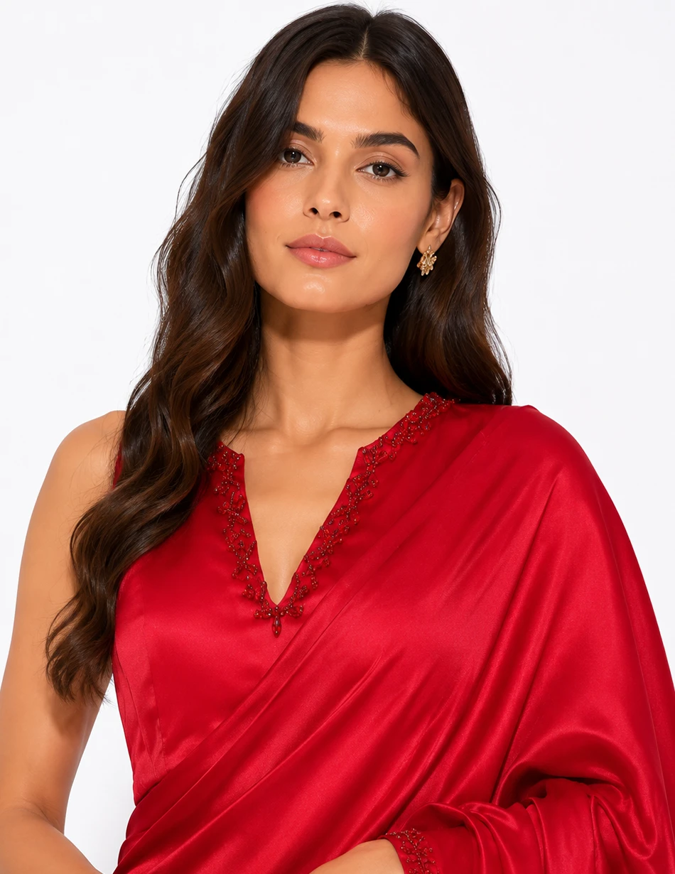 Elerra Culture Chic Velvet Ruby Red Couture Top