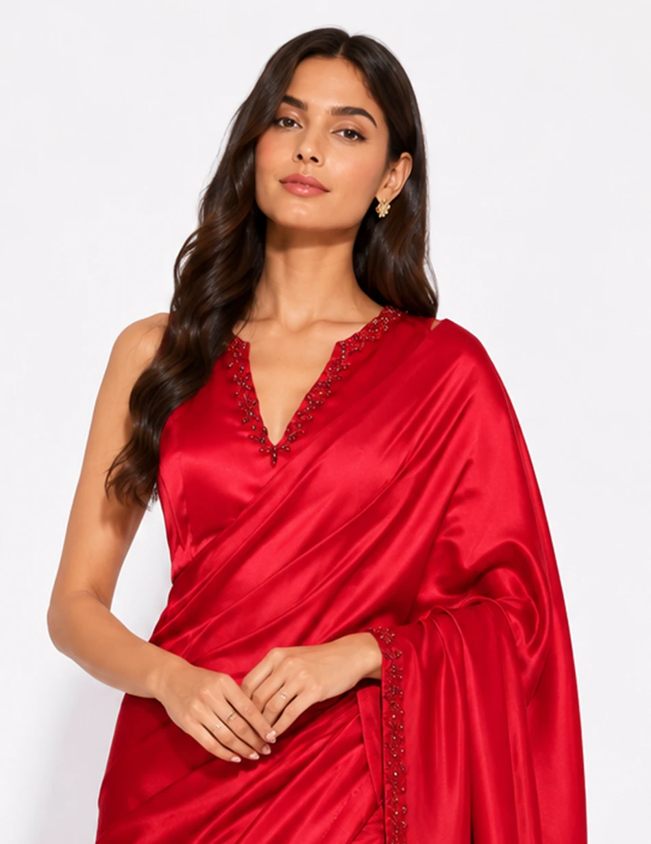 Elerra Culture Chic Ruby Red Modal Satin Couture Top