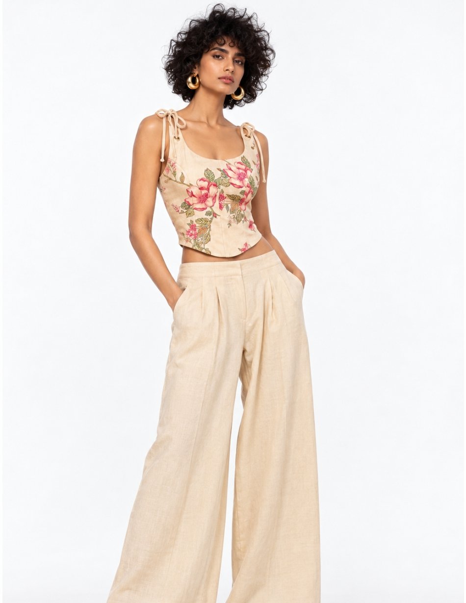 Elerra Work Mode Blossom Beige Sculpted Couture Corset Top