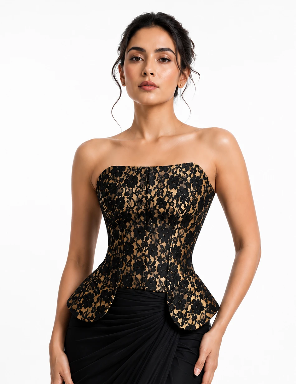 Elerra Noir Bloom Lace Sculpted Couture Corset